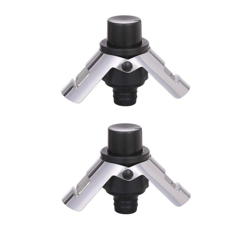 2pcs Built-in Pressure Pump Vacuum Champagne Stopper with Time Stamp Dual-ear Design Champagne Sealer Preservation Reusable