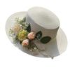 Flat top straw hat women's summer outdoor travel sunscreen sun hat new flower top hat vacation beach hat
