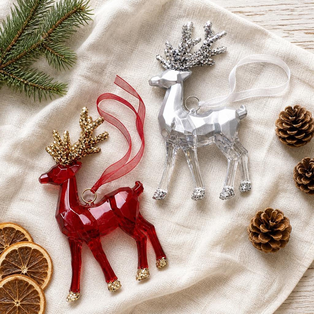 2027 New Year Holiday Hanging Ornament Transparent Reindeer Tree Pendant Christmas Pendant Painted Christmas Tree Ornament