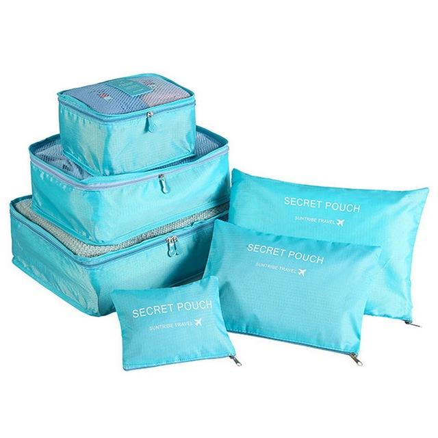 6pcs Travel Storage Bag Set Portable Foldable Luggage Organizer For Shoes Packing Clothes Tidy Organizer Wardrobe Suitcase Pouch