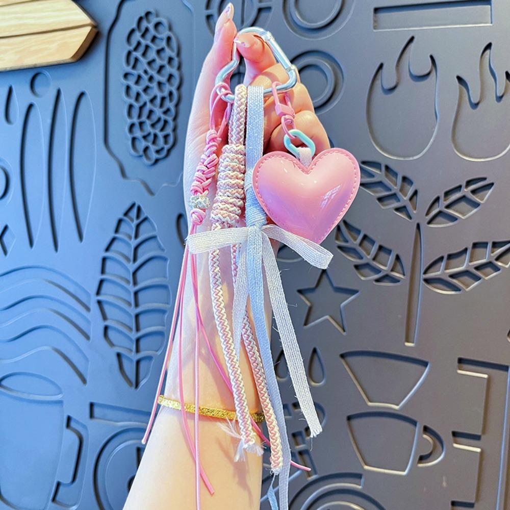 Heart-shaped Leather Key Chain Leather Exquisite Girls' Bag Accessory Light Luxury Pendant DIY