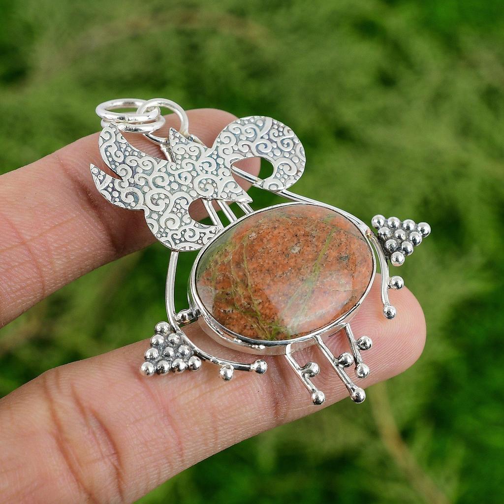 Daughters Day Deal 925 Sterling Silver Unakite Gemstone Wedding Pendant Jewelry