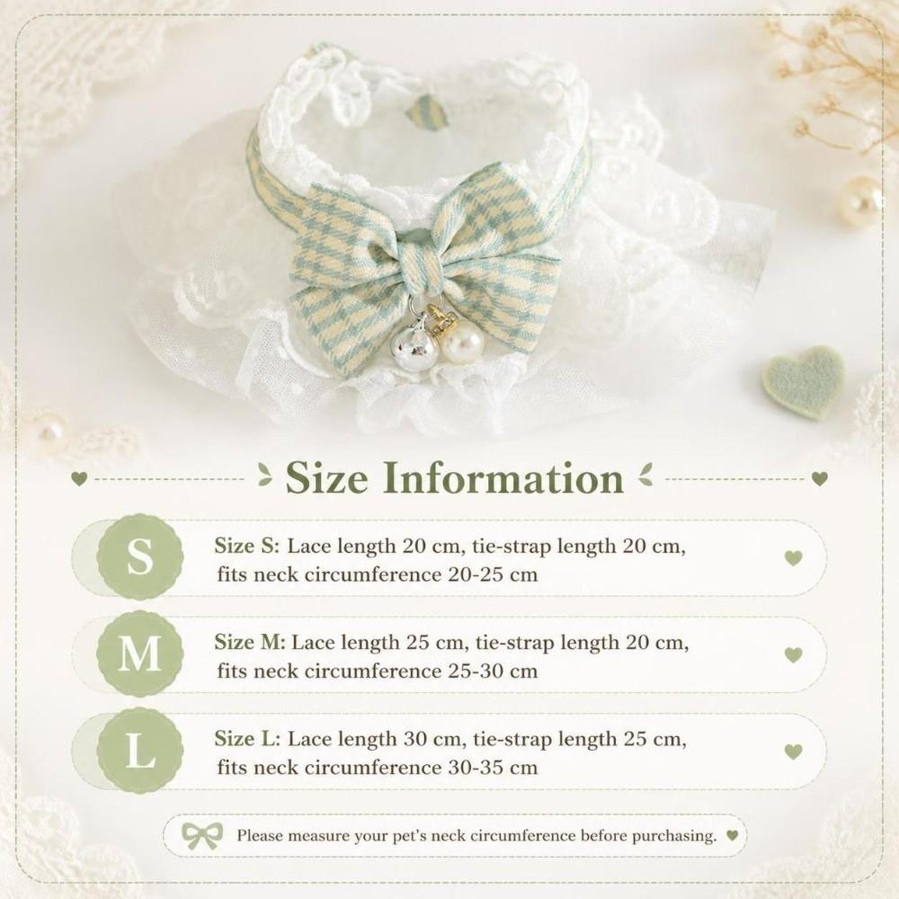 with Bow and Bells Lace Cat Collar Adjustable Pet Neckband Soft Cat Collar Accessory for Cat Dogs