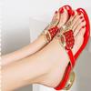 Summer Wear Low-heeled Bohemian Beach Shoes Holiday Flip-flops Sandals 2025 New Rhinestone Slippers Women