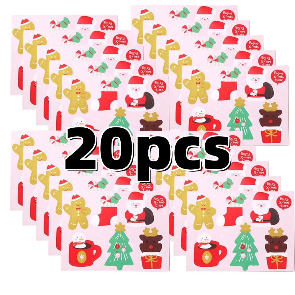 50 шт. Рождественские леденцы на бумажной открытке, очаровательный мультяшный Санта-Клаус, пряничный человечек, дизайн для подарочного пакета, набор для декора вечеринки