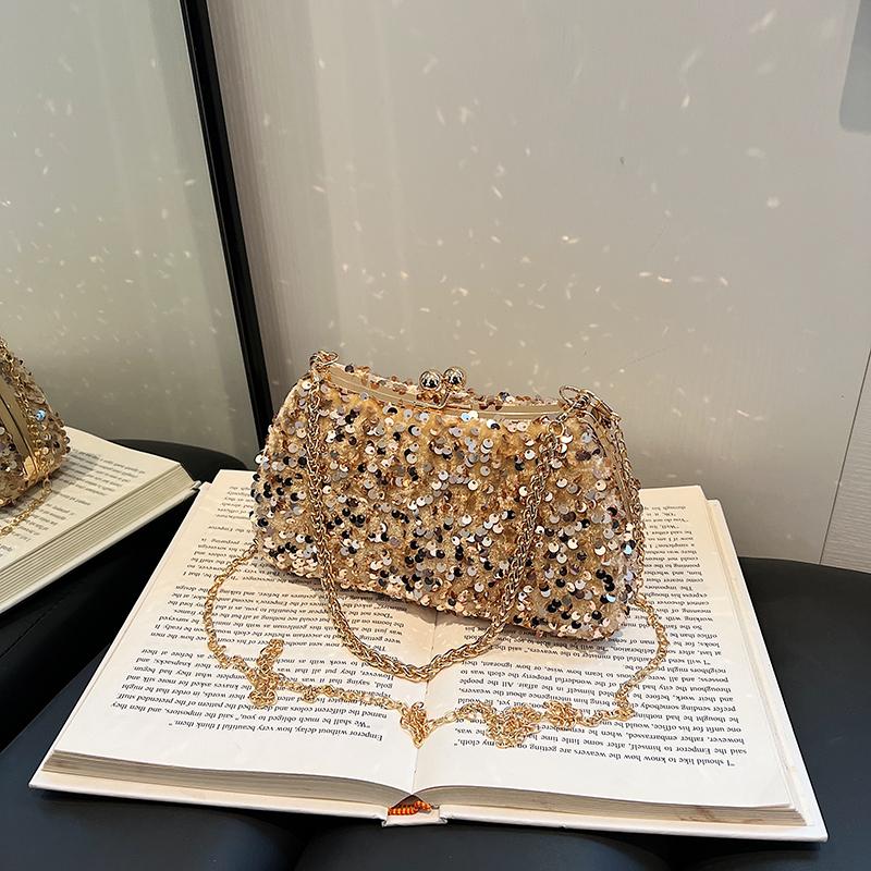 Сумки на плечо и через плечо с блестками и цепочкой для женщин, простая элегантность, высокое качество, мода, вечеринка