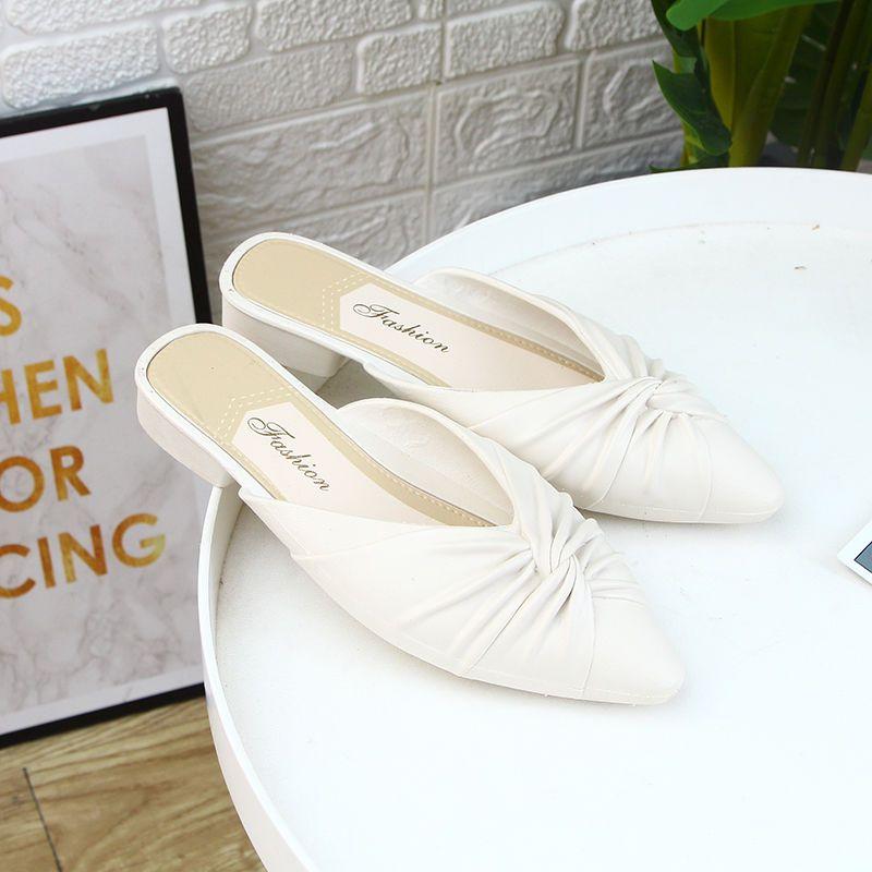 Модные зеленые домашние тапочки-мюли, лето 2024, женские тапочки с острым носком и сандалии, черные туфли, дизайнерская распродажа, маленький размер