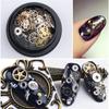 Punk DIY Tips Time Gear 3D Flakes Nail Sequins Manicure Decor Hollow Metallic