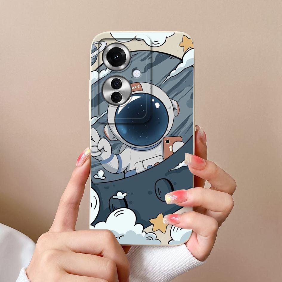 Чехол для OPPO A60 A59 Realme C65 12x Reno11 Pro, чехол для телефона с милым астронавтом-пилотом, противоударный, мягкий жидкий силикон, популярный чехол-бампер для OPPO