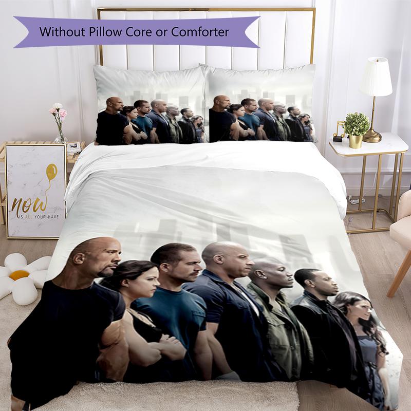 3pcs Fast and Furious pattern bedding set duvet cover set includes duvet cover &pillowcases, perfect all season bedroom decoration & gift