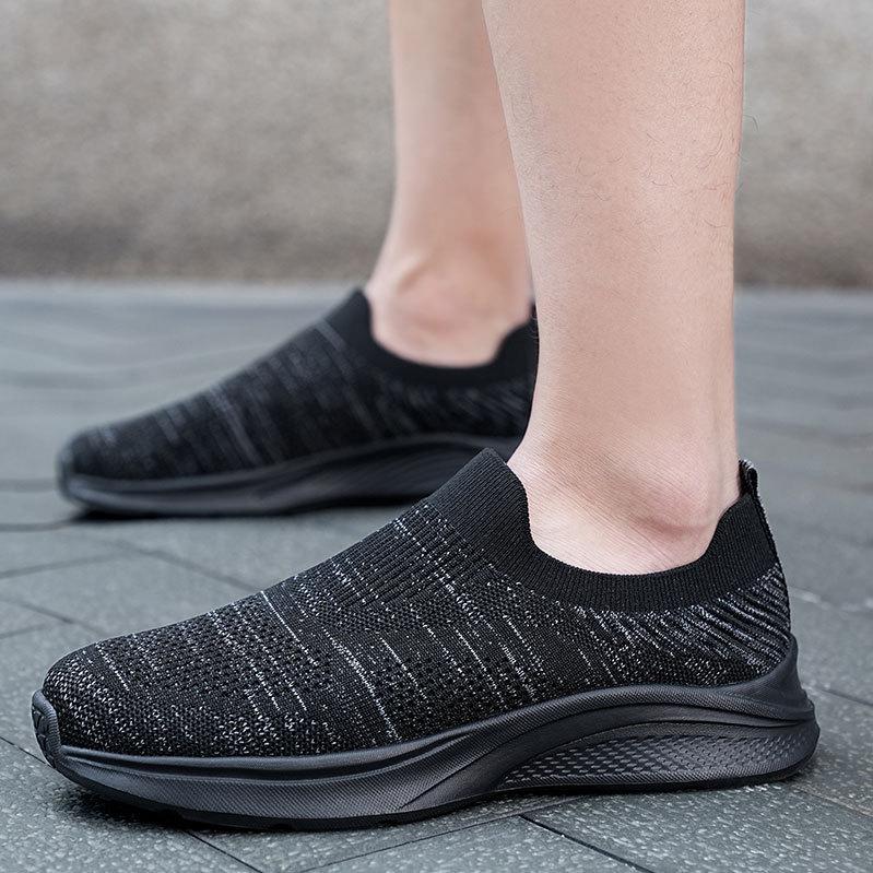 Men's fly-woven shoes running shoes low-top mesh cloth surface light and breathable casual walking sports shoes
