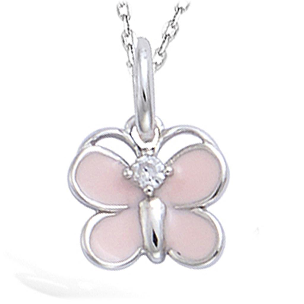 Les Trésors De Lily [N5346] - Silver Pendant 'Butterfly' Silver Pink (rhodium-plated) - 9x8 Mm