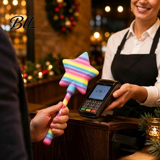 Adjustable Payment Clip for Counter Christmas Tree Wand, Novelty Tap Pay Telescopic Star Decor Holder Wand Card Holder, Fun Accessory Receipts