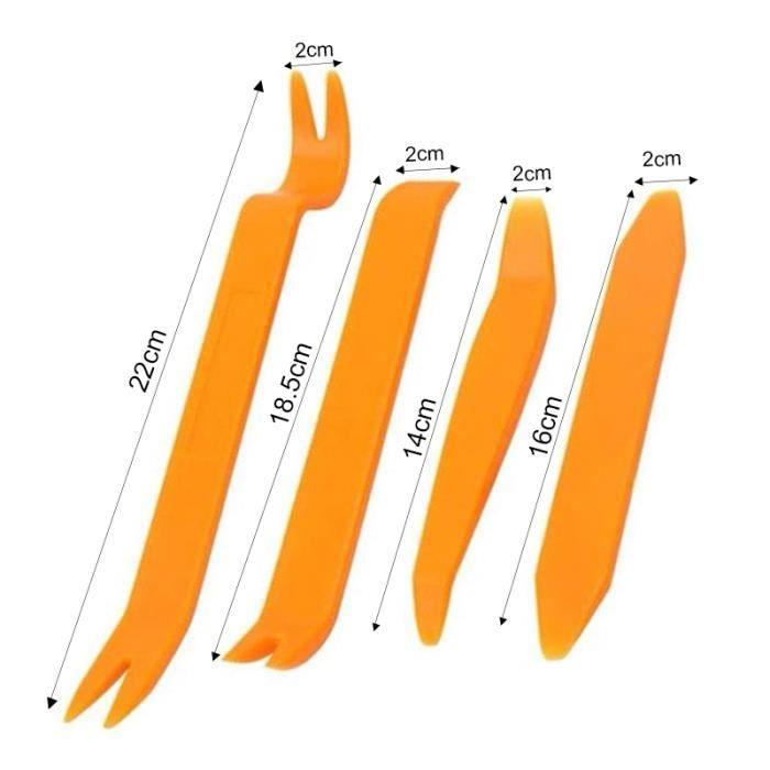 4pcs Orange - Kit D'outils De Démontage De Garniture Automobile, Panneau De Clip De Porte De Voiture, Tableau