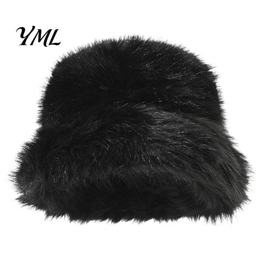 Stylish Winter Accessory Faux Fur Bucket Hat for Women, Fuzzy Warm Fisherman Cap, Soft Plush Fluffy Cold Weather Ear Protection Hiking