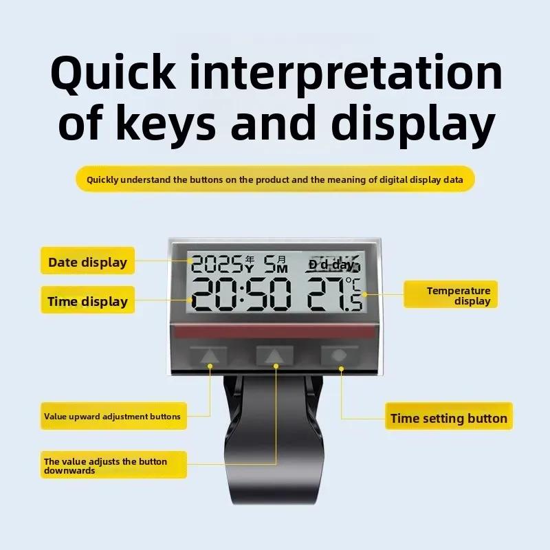 Автомобильные часы Термометр Цифровой дисплей Помощник безопасного вождения Бюджетный автоаксессуар