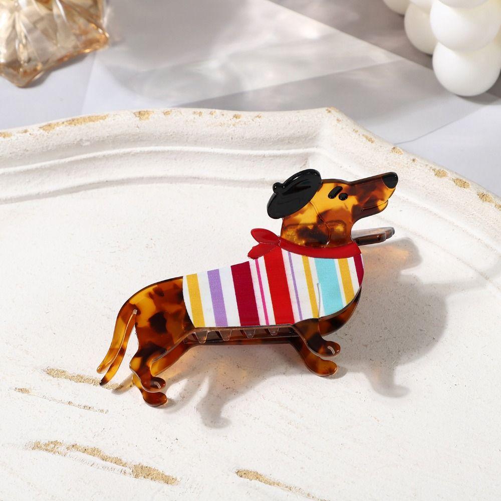 Acetic Acid Sausage Dog Hair Clip Large Cartoon Hairpin Fashion Dachshund Hair Claw  Streetwear