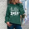 Women's Fashion Casual  New Year Print Hooded Sweatshirt Loose Sports Pullover