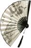 Bercute Beige Dragon and Tiger Japanese Folding Fan with Large Rugged Perfect for Summer Feng and Auspicious Blue Dragon and White Tiger 24cm Fan,