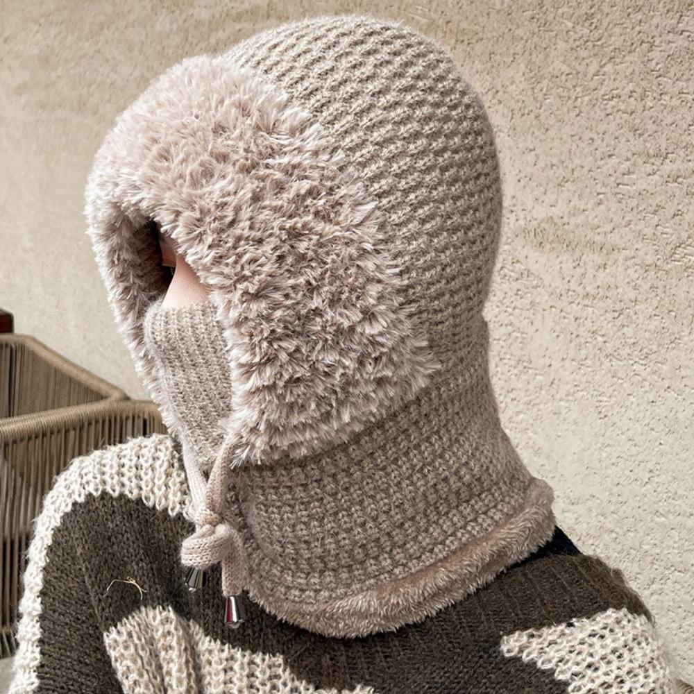 Multi functional Knitted Beanies Hat With Ties Mask Neck Cover Set Fashion Balaclavas Hat Ski