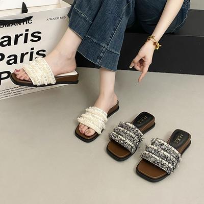 2025 летняя женская плоская летняя юбка для выхода в свет одним словом морской пляж швабра с новыми крутыми тапочками женская верхняя одежда