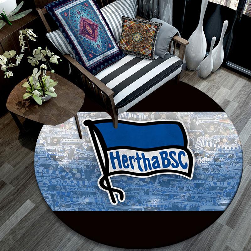 Hertha BSC Art pattern round rug,Carpet Rug for Living Room Bedroom Playroom ,Non-slip Floor Mat,Holiday Gifts and Birthday Gifts.