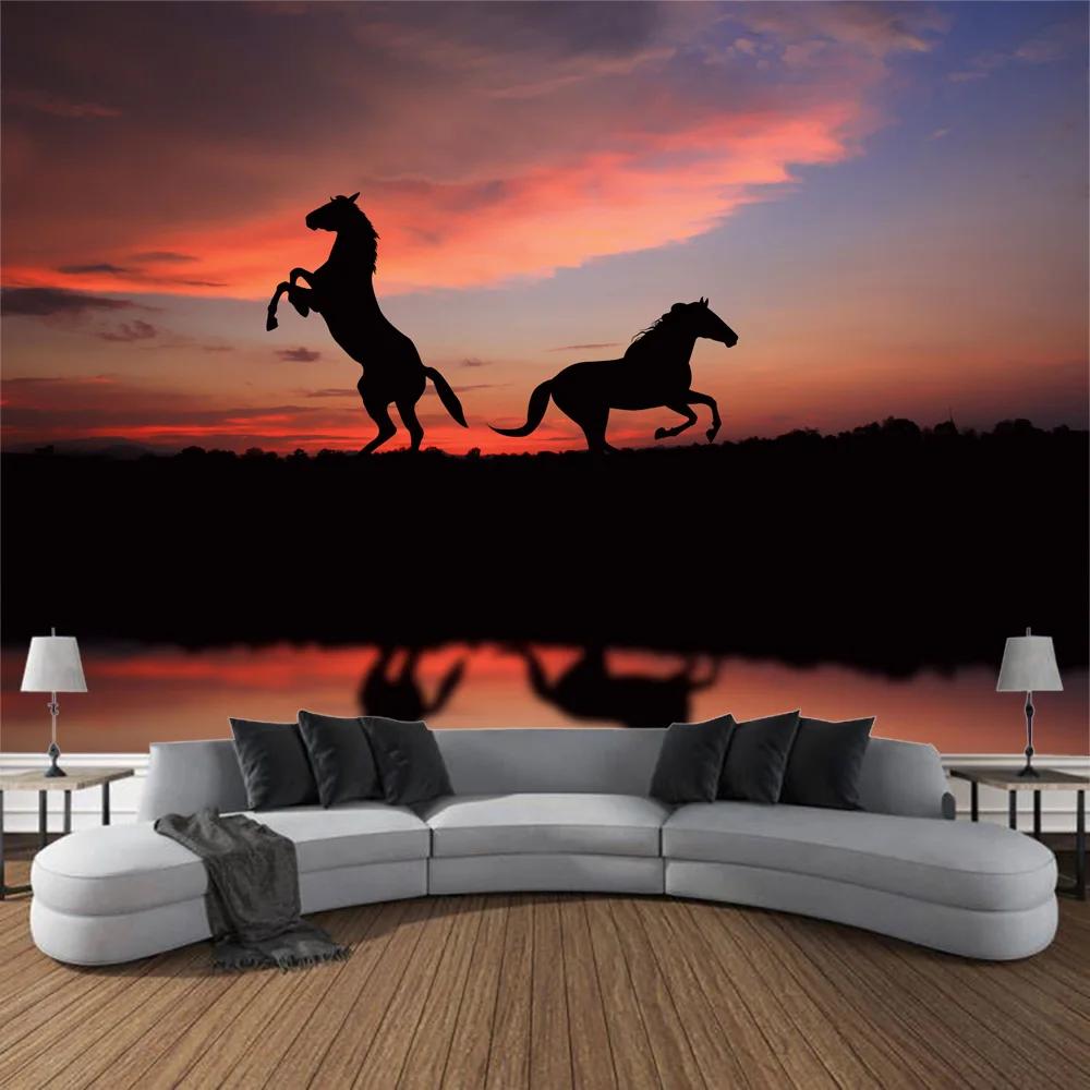 Running Horse Printing Tapestry Animal Wall Hanging Living Room Bedroom Wall Decoration Bohemian Hippie Aesthetic Decoration