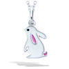 [R1669] - Серебряный кулон «Белый кролик» белый розовый серебро (родий) - 12x7 мм