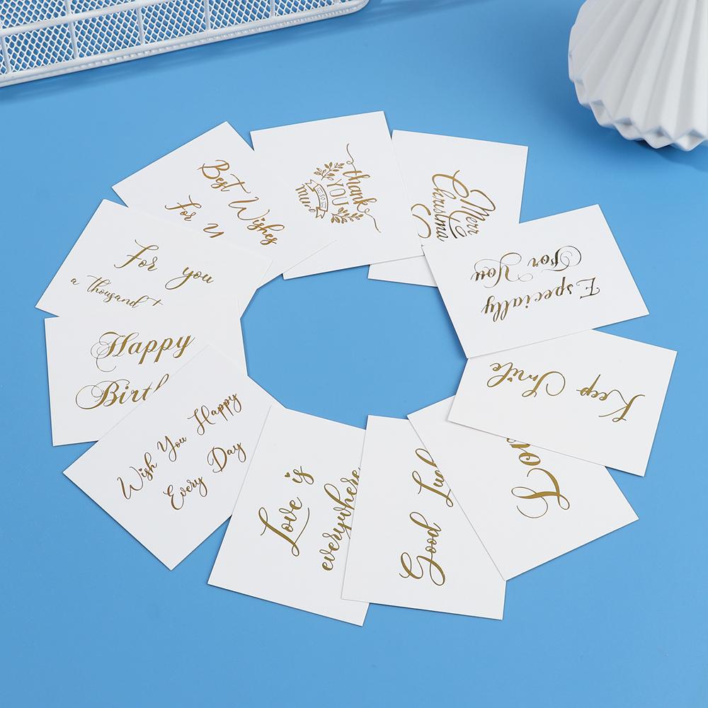 Simple Design Wedding Party Gold Stamping White Greeting Card Handwriting Message Cards Thank You