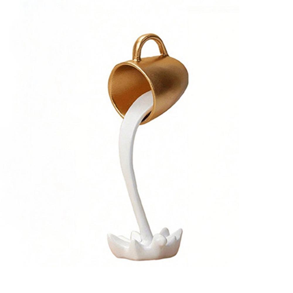 Decorative Floating Spilling Coffee Cup Resin Craft Suspended Cup Sculpture Kitchen