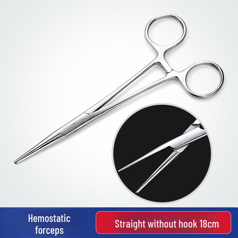 Straight Stainless Steel Hemostatic Forceps - Surgical Clamp for Pets, Fishing, or Hair Removal