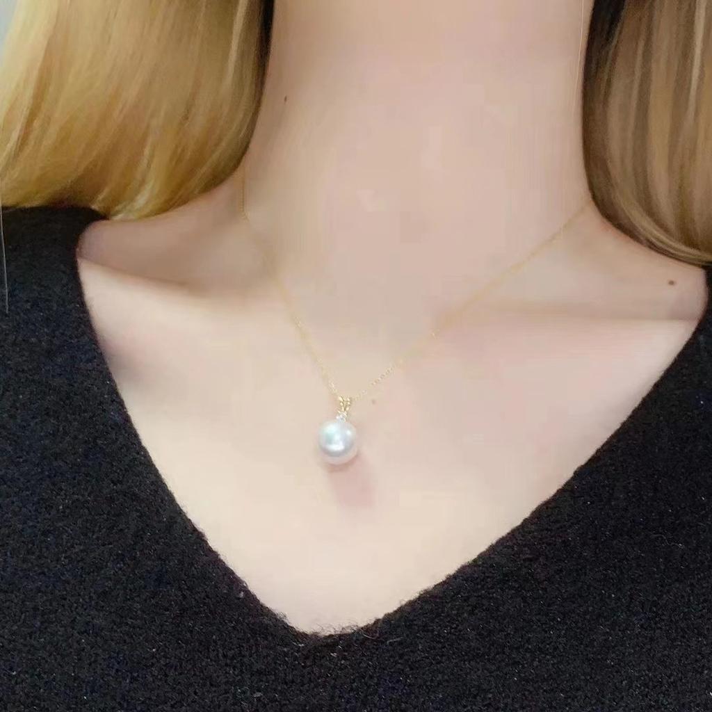 Жемчужное колье с жемчугом Эдисона из пресной воды женское с маленьким и изящным подвесом-кроликом круглая яркая цепочка на ключицу аксессуары