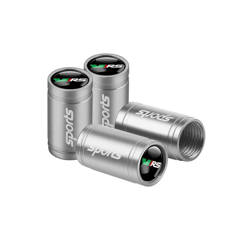 4pcs Brushed Metal Car Wheel Tire Valve Stem Air Cap Cover Auto Accessories For Skoda Rapid Fabia Kamiq Octavia A7 A5 A4 Superb VR6