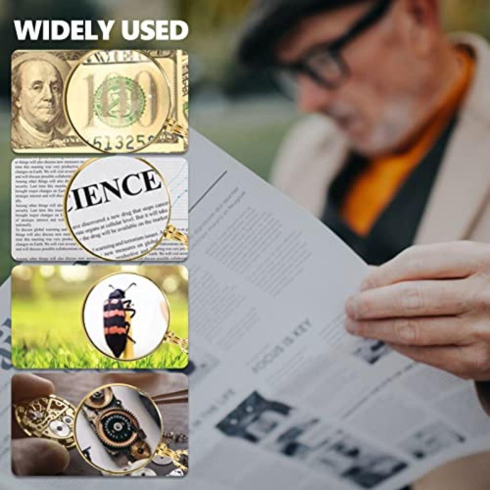 Gift Necklace Magnifying Glass 5x Portable Monocle Durable Magnifier Pendant Elderly