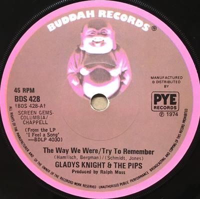 7-дюймовая пластинка GLADYS KNIGHT & THE PIPS - The Way We Were / Try To Remember BDS428 Buddah Records 1975 UK Soul/Funk Б/у
