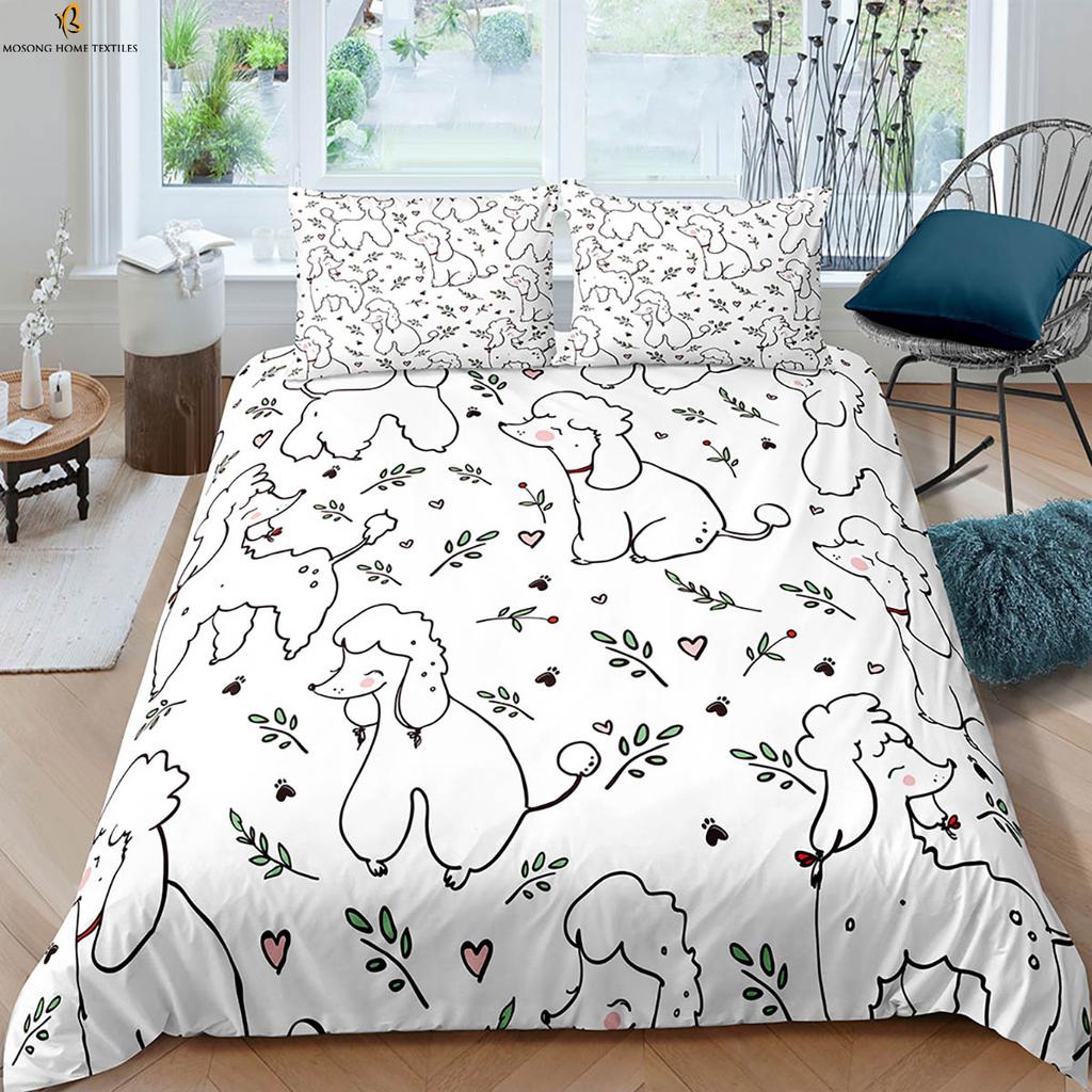 Мультяшный принт с собаками, одеяло с животным принтом, простой стиль, детский постельный комплект для комнаты, пододеяльник, наволочка, набор из трех предметов