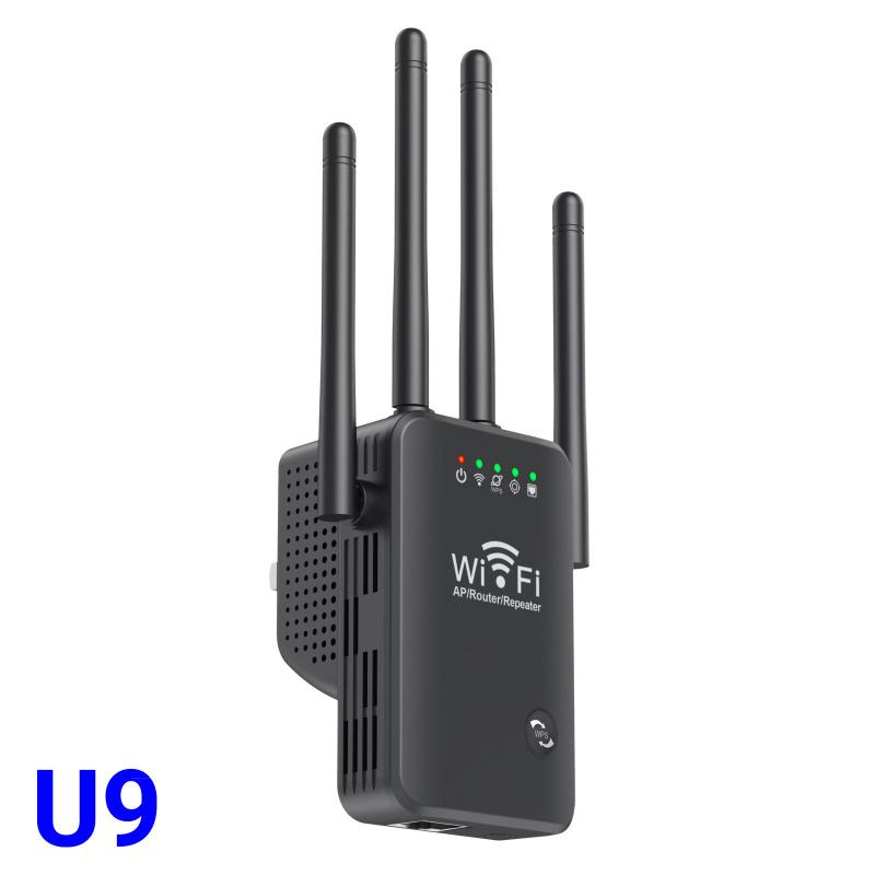 4 Antenna 300M WiFi Extender, Wireless Signal Booster Repeater for Home Router, US/EU/UK Plug