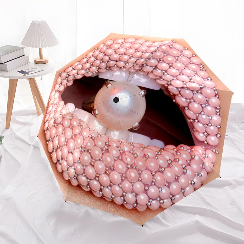 1PC lip theme Umbrella Portable Folding Umbrella Iron Frame Hole Bone Structure Outdoor Home Umbrella A22