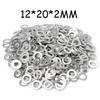 200PCS 12*20*2mm Oil Drain Plug Gaskets Crush Washers Seals Rings Hole Silver Fastener Gasket Aluminum Washers Car Accessories