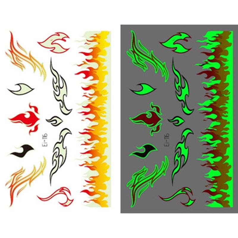 Tattoo Sticker TotemSymbol Flame Stars Moon Flash Luminous Tattoos Wolf Body Art Arm Waterproof Temporary Fake Tatoo Women Men