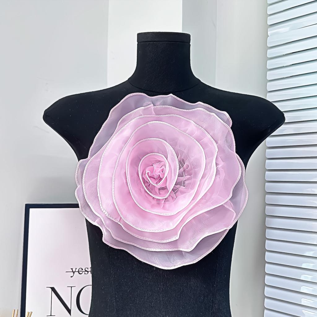 Solid Color Three-Dimensional Flower Corsage Accessories Simulated Flower Decoration Material Eugen Yarn Lace Cloth Sticker Accessories