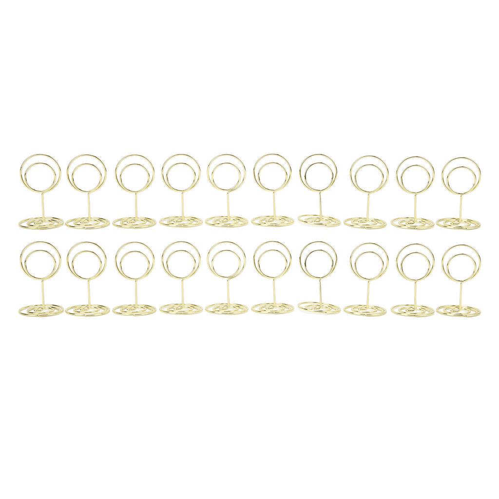 20Pcs Table Number Stands Round Shaped Stable Electroplated Metal Widely Used Place Card Holder for Wedding Party