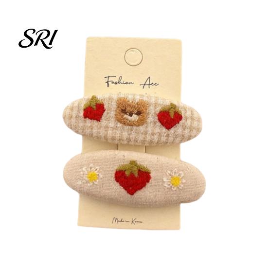 Durable Hair Clips 1 Pair Hairpins Rounded Edges Metal Stable Grip Hand-Embroidered Everyday Wear Flower Pattern Wide BB Clip Side Bang Accessories