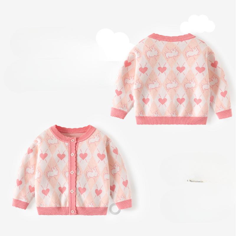 Дети любят кролика чистый хлопок свитер весна и осень девочка милый свитер кардиган пальто