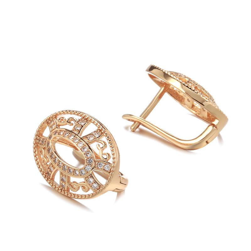 Овальные полые серьги с цирконием золотого цвета для женщин, свадебные украшения в этническом стиле, винтажные аксессуары