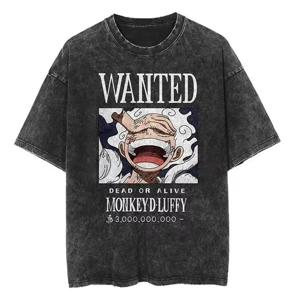 2026 One Piece Luffy 2026 New Hot Summer Graphic T Shirt Men Vintage Wash Streetwear Women Tee Summer Casual Tops Harajuku Y2k