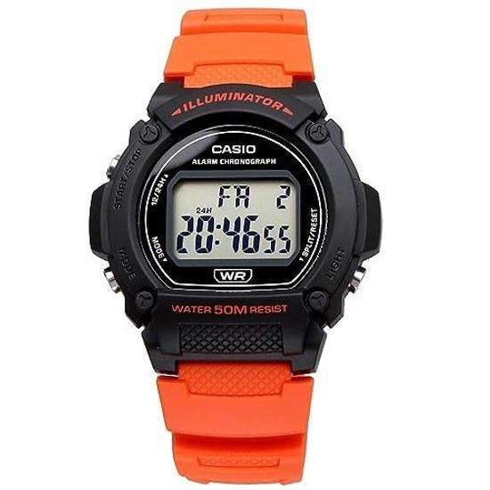 CASIO Стандартные цифровые наручные часы W-219H-4AV Мужские Дешевые Чипкэши Оранжевые Зарубежная модель