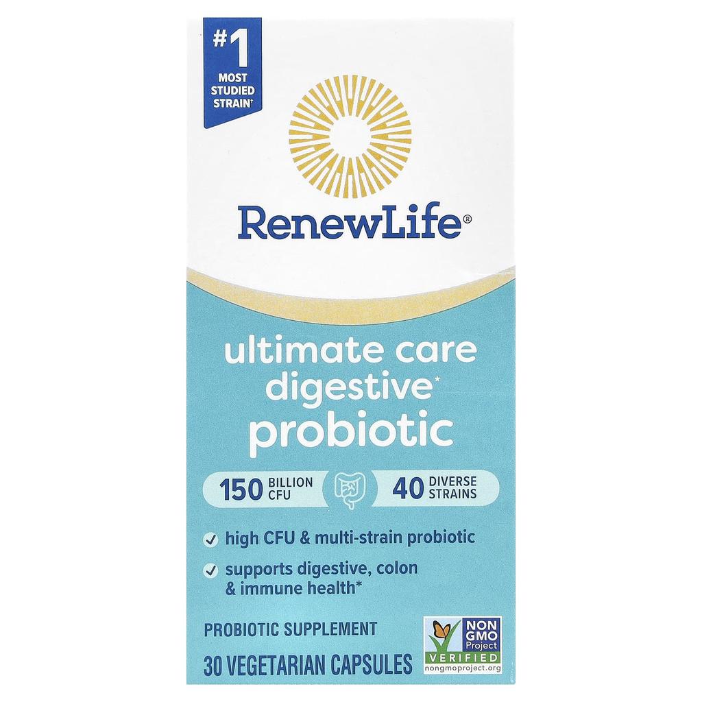 Renew Life, Пробиотик для пищеварения Ultimate Care, 150 миллиардов КОЕ, 30 вегетарианских капсул