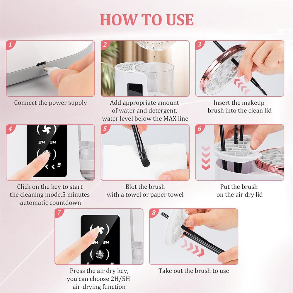 Mechanized Cosmetic Brushes Cleaning Drying Machine Air-drying Cosmetic Brushes Electric Cleaner Dryer Sponge Rotating Washing Tools