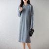 Women Sweater Dress 100% Wool TIDENOVEL Turn-down Collar Knit Long Pullover Winter Jumpers Wool Long Dress Female